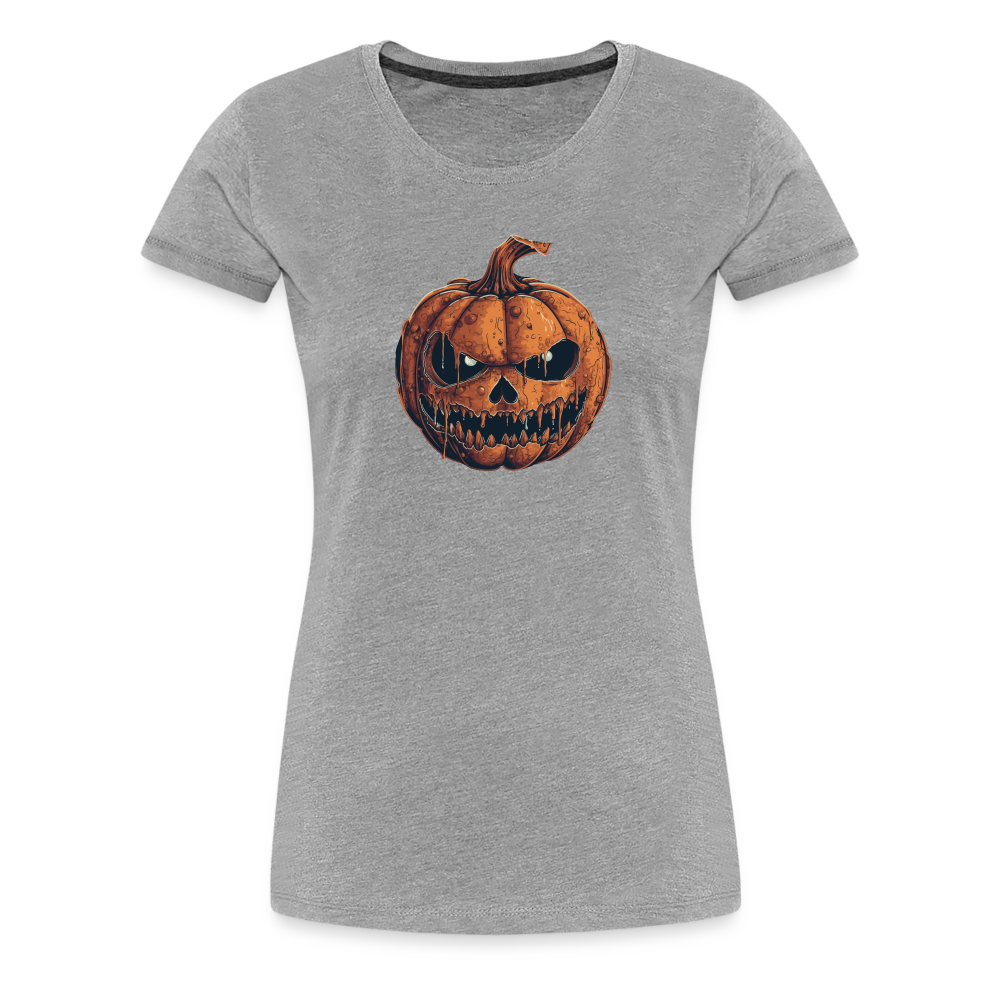 Gruseliger Horror Kürbis -Happy Halloween - Frauen Premium T-Shirt - Grau meliert