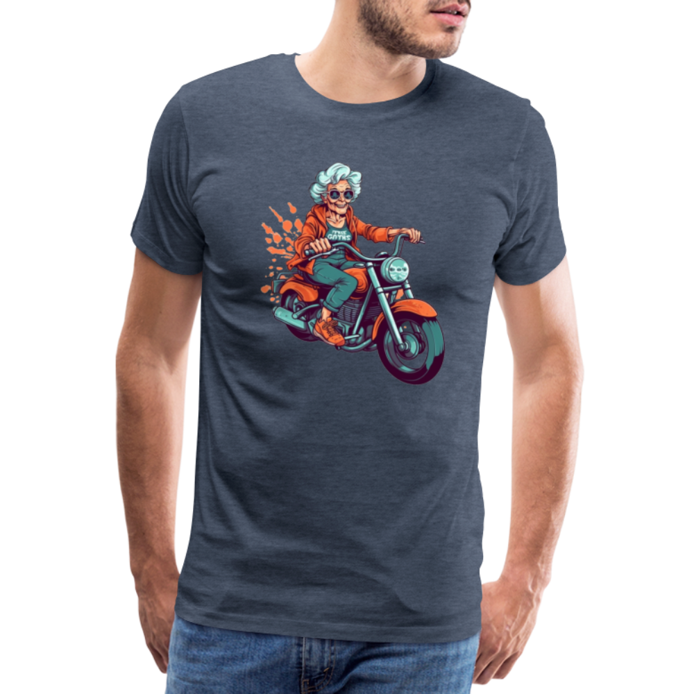 Coole alte Biker Oma - Motorrad Omi  - Männer T-Shirt - Blau meliert