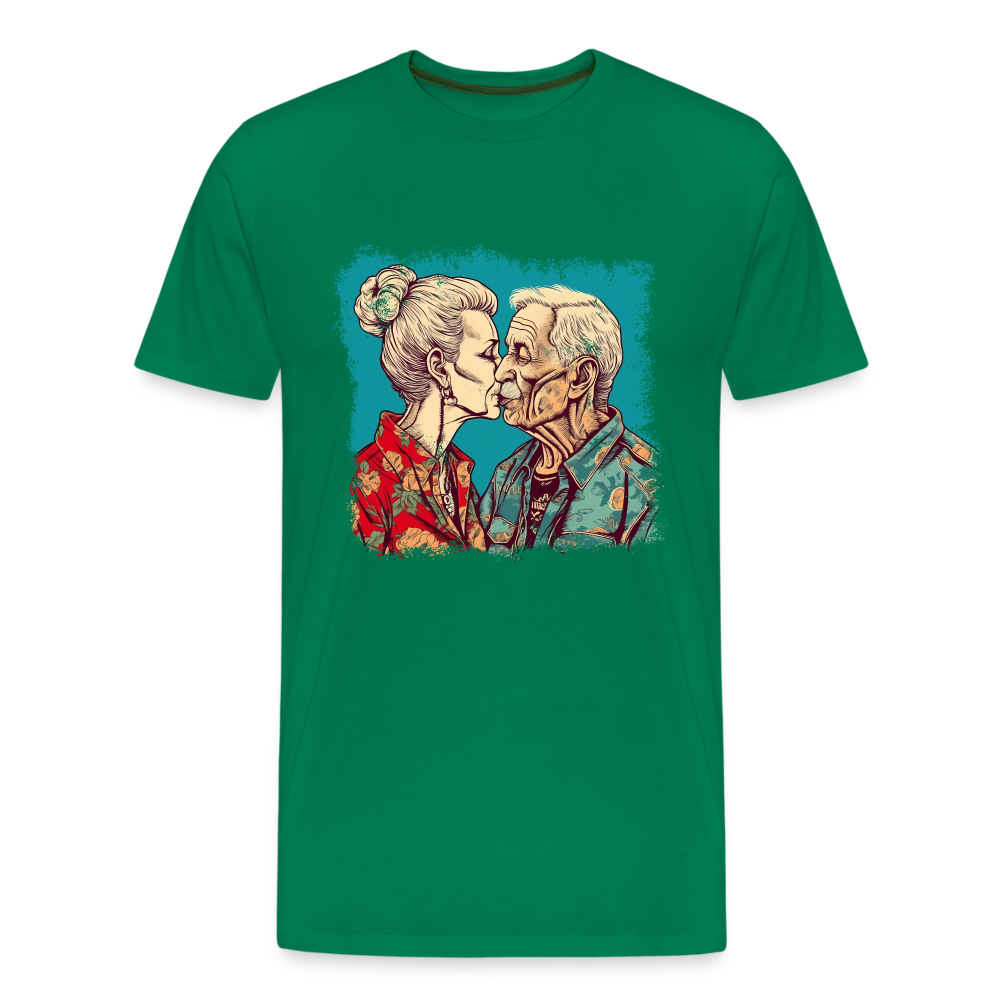 Küssendes Best Ager Pärchen mit Hawaiihemden  - Männer T-Shirt - Kelly Green