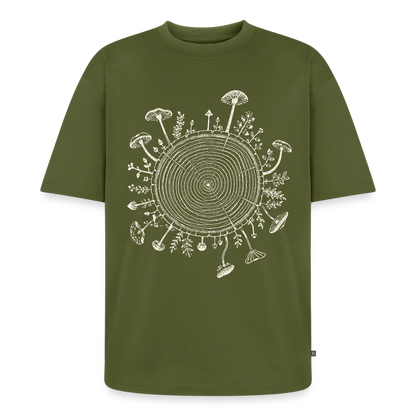 Baumringe & Pilze - Unisex Premium Oversized Bio T-Shirt - by Artful Alchemist