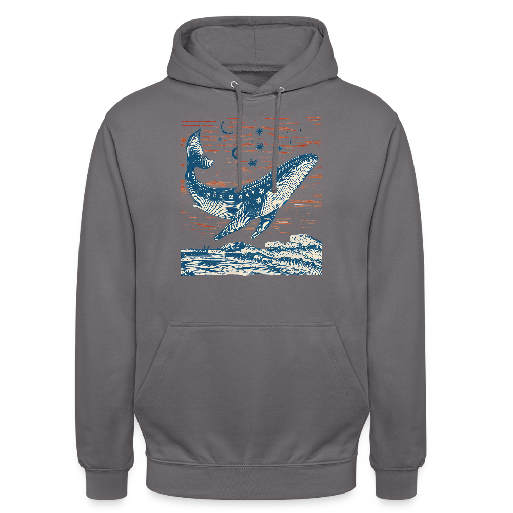 Kosmischer Wal – Retro Ocean Art - Unisex Hoodie - Mittelgrau