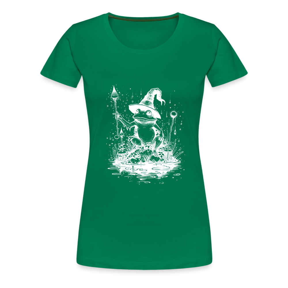 Magischer Frosch mit Zauberhut und Zauberstab - Frauen Premium T-Shirt - Kelly Green