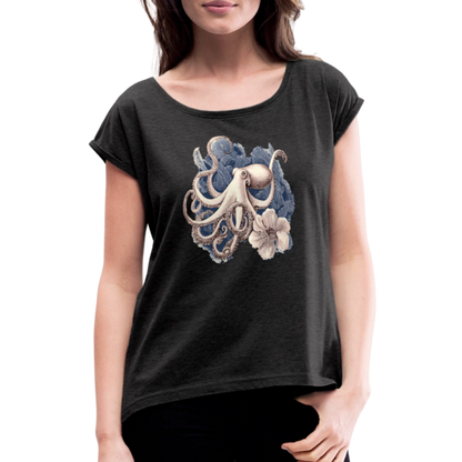 Vintage Oktopus - Frauen T-Shirt mit gerollten Ärmeln - by Artful Alchemist