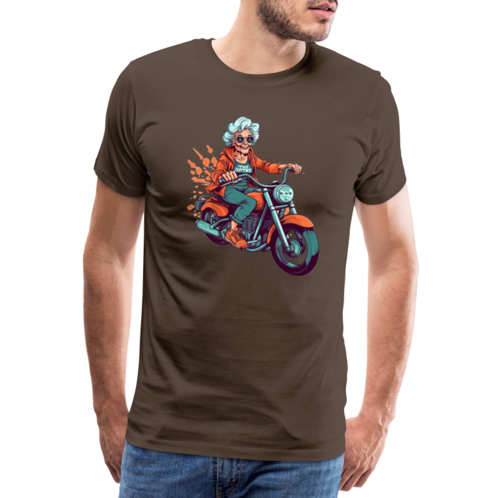 Coole alte Biker Oma - Motorrad Omi  - Männer T-Shirt - Edelbraun