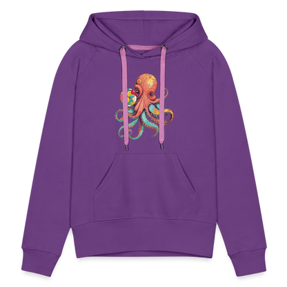 Lustiger Comic Oktopus mit Lollipop - Frauen Premium Hoodie - by Artful Alchemist