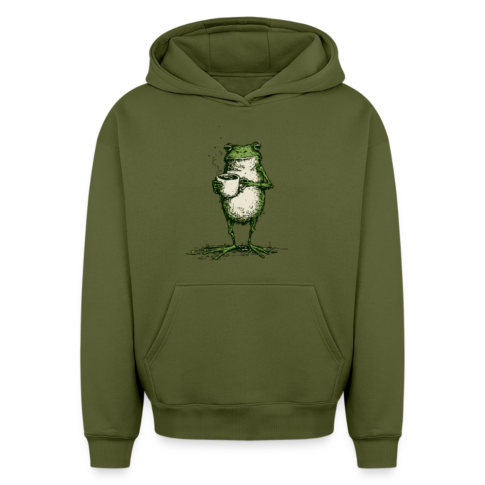 Coffee Frog – Oversized Heavyweight Unisex Hoodie - Khaki