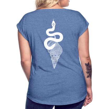Kosmosschlange im Schneckenhaus - Frauen Shirt mit gerollten Ärmeln - by Artful Alchemist