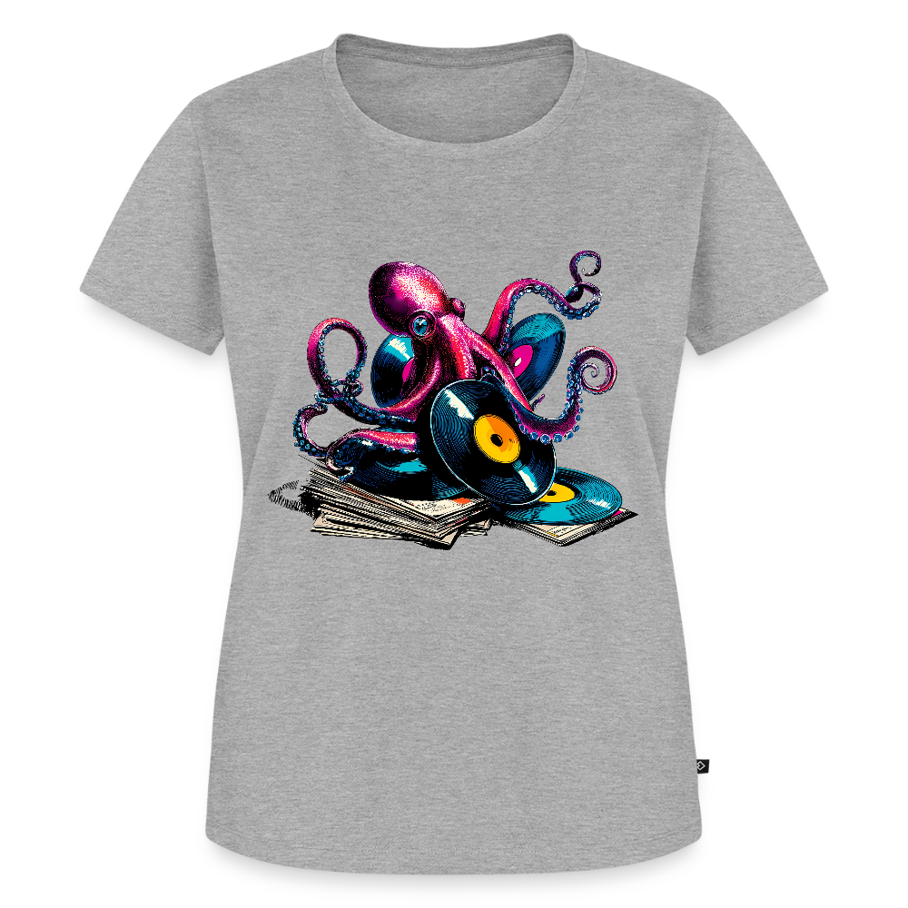 DJ Oktopus – Wenn Tiefsee auf Vinyl trifft - Frauen Premium T-Shirt - Grau meliert