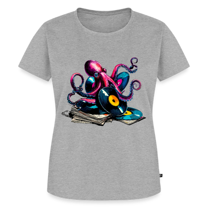 DJ Oktopus – Wenn Tiefsee auf Vinyl trifft - Frauen Premium T-Shirt - Grau meliert