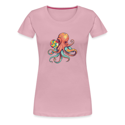 Lustiger Comic Oktopus mit Lollipop - Frauen Premium T-Shirts - by Artful Alchemist