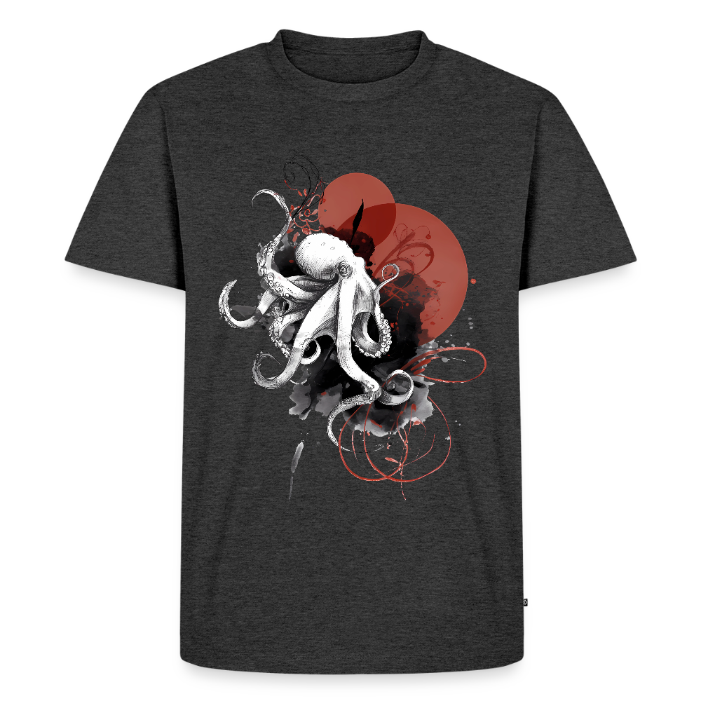 Oktopus Design – Tiefsee trifft Kunst - Männer Premium Bio T-Shirt - Anthrazit meliert