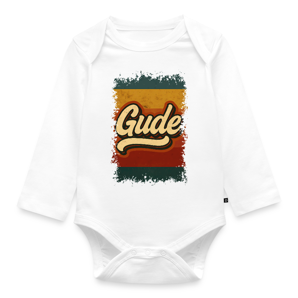 „Gude“ – Retro Look aus Hessen - Baby Bio-Langarm-Body - Weiß