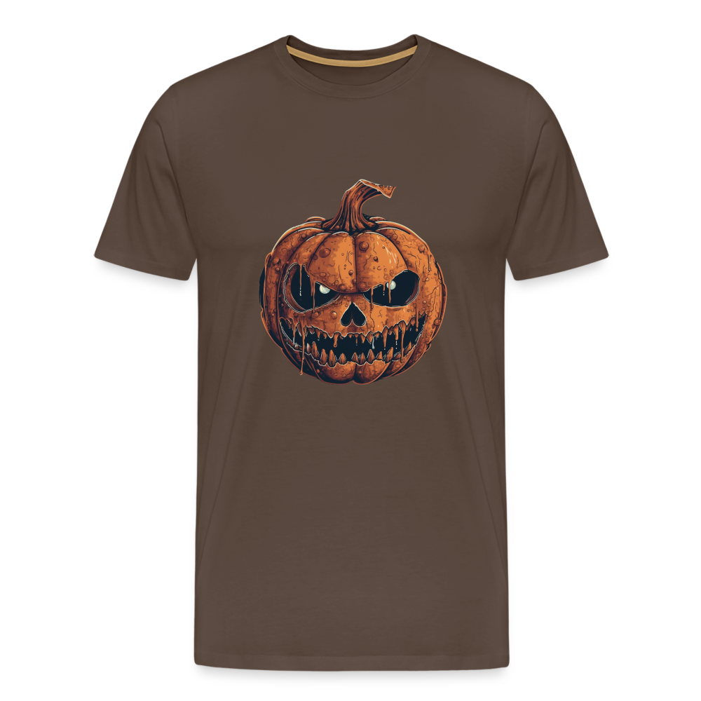 Gruseliger Horror Kürbis -Happy Halloween - Männer Premium T-Shirt - Edelbraun