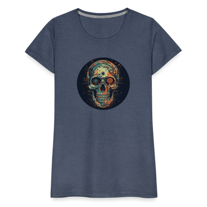 Retro Futuristischer Totenkopf Skull Cyborg- Frauen Premium T-Shirt - by Artful Alchemist