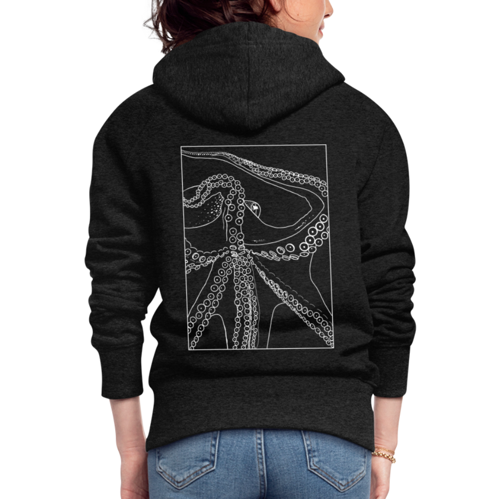 Lineart Oktopus im Rahmen - Frauen Premium Kaputzenjacke - Anthrazit