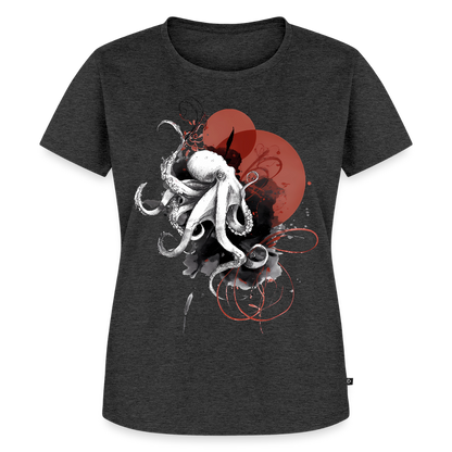 Oktopus Design – Tiefsee trifft Kunst - Frauen Premium Bio T-Shirt - Anthrazit meliert