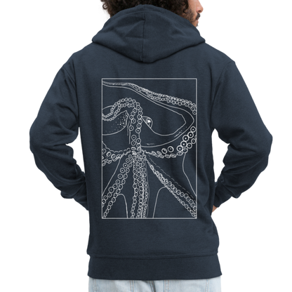 Lineart Oktopus im Rahmen - Männer Premium Kaputzenjacke - by Artful Alchemist