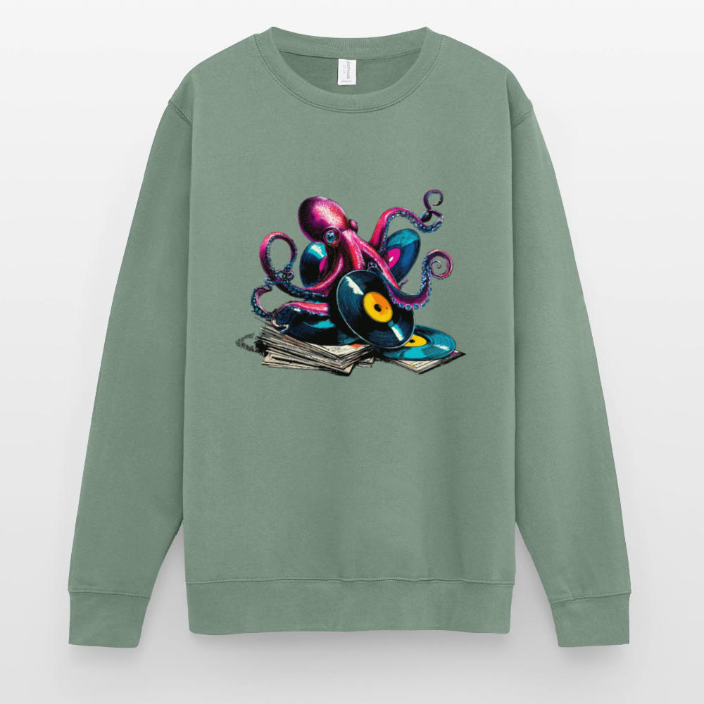 DJ Oktopus – Wenn Tiefsee auf Vinyl trifft - Unisex Pullover - Graugrün