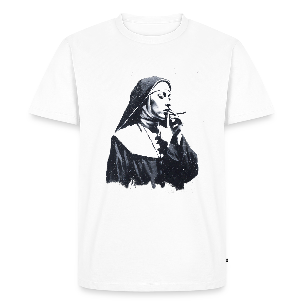 Street Art Nonne rauchend - Männer Premium T-Shirt - Weiß