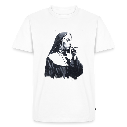 Street Art Nonne rauchend - Männer Premium T-Shirt - Weiß