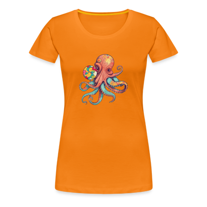 Lustiger Comic Oktopus mit Lollipop - Frauen Premium T-Shirts - by Artful Alchemist