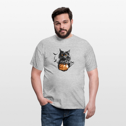 Schwarze Katze mit Halloween Kürbis - Männer T-Shirt - by Artful Alchemist