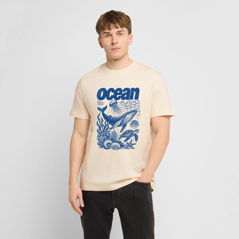 Ocean – Relaxed Fit Unisex Bio-T-Shirt mit Wal und Meerestieren - Natur