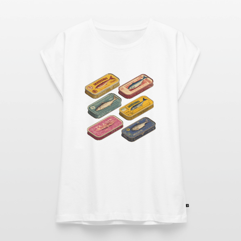 Vintage Sardine Collective - Frauen T-Shirt mit gerollten Ärmeln - by Artful Alchemist