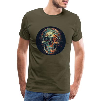 Retro Futuristischer Totenkopf Skull Cyborg- Männer Premium T-Shirt - by Artful Alchemist