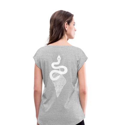 Kosmosschlange im Schneckenhaus - Frauen Shirt mit gerollten Ärmeln - by Artful Alchemist