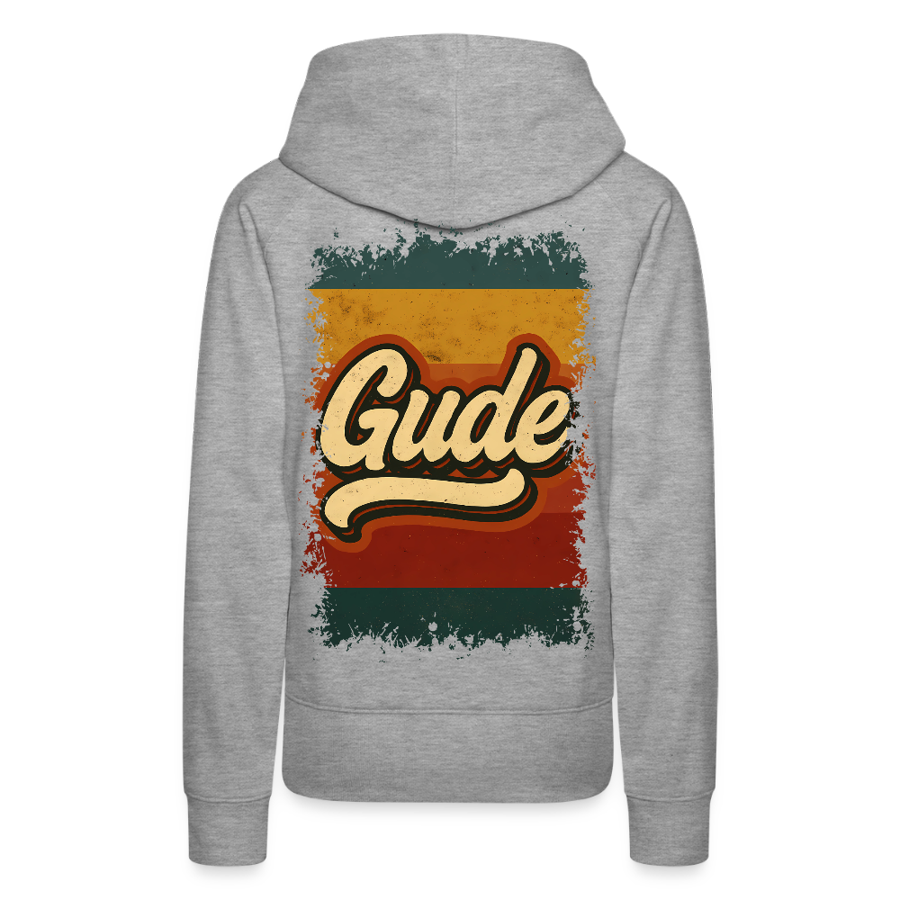 „Gude“ – Retro Look aus Hessen - Frauen Premium Bio Hoodie - Grau meliert