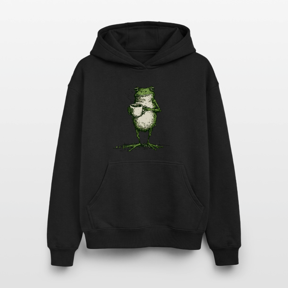 Coffee Frog – Oversized Heavyweight Unisex Hoodie - Schwarz