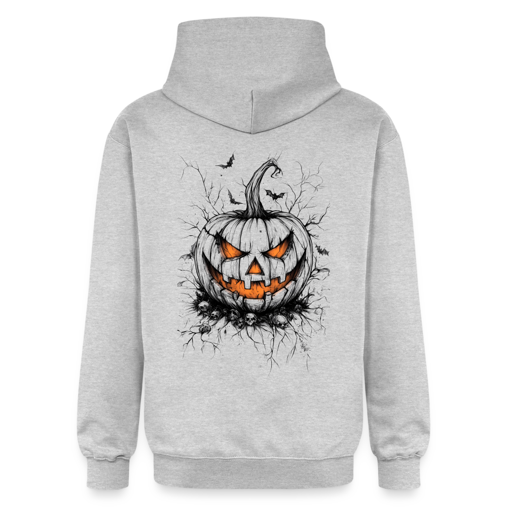 Gruseliger Horror Kürbis - Halloween Motiv - Gildan Unisex Softstyle® Midweight Hoodie - Hellgrau meliert