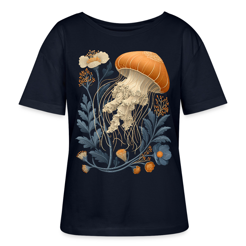 Floral Jellyfish - Stanley/Stella Relaxed Rundhals Frauen Bio-T-Shirt SERENA - Navy