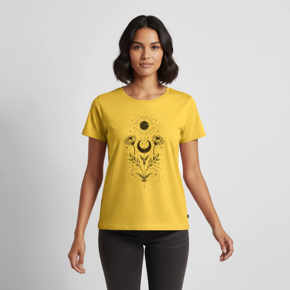 Celestial Bloom – Boho Moon & Sun - Frauen Premium Bio T-Shirt - by Artful Alchemist