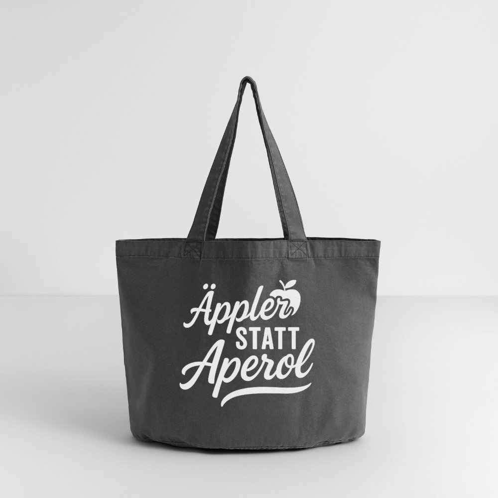 Äppler statt Aperol - Vintage-Washed Shopper - Vintage Schwarz