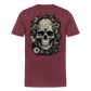 Boho Totenkopf mit Tattoos und Blumen - Männer Premium T-Shirt - Bordeauxrot meliert