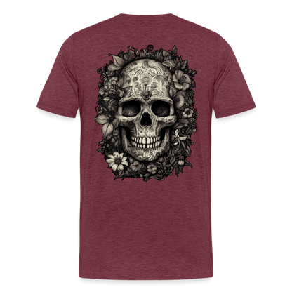 Boho Totenkopf mit Tattoos und Blumen - Männer Premium T-Shirt - by Artful Alchemist