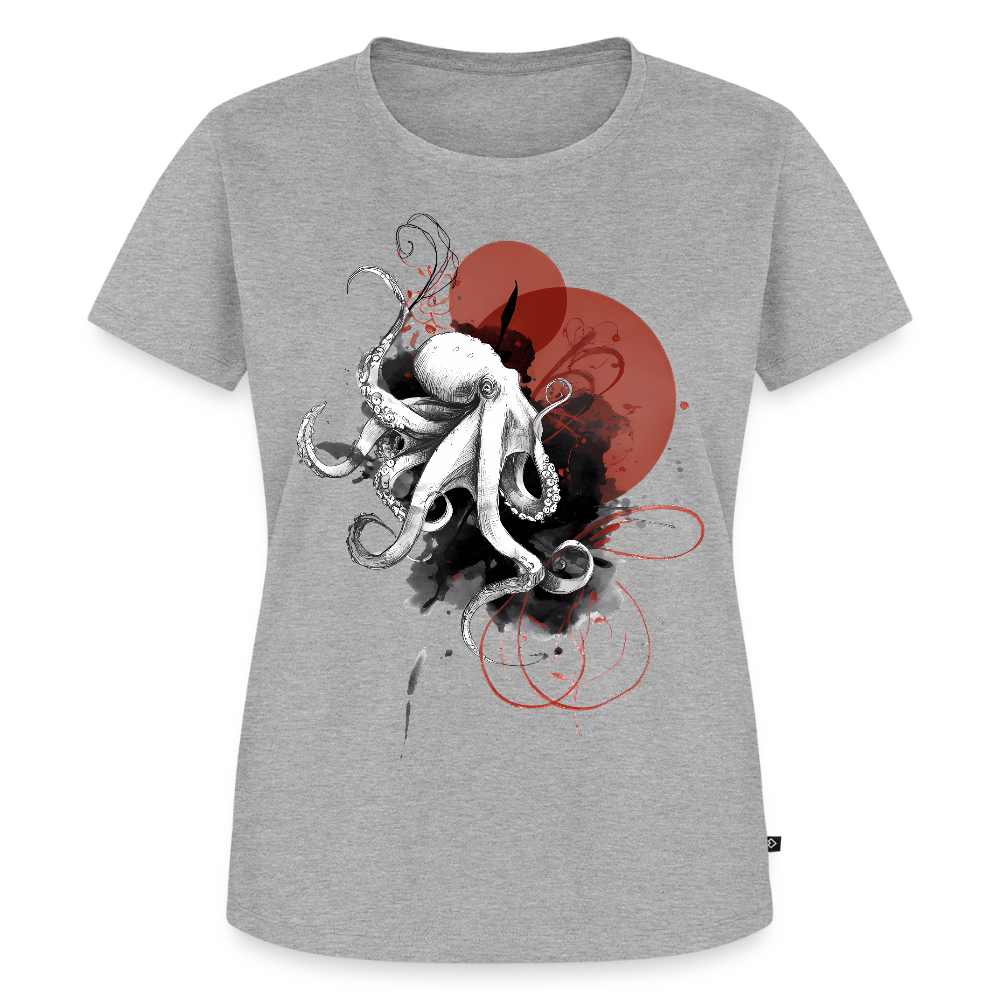 Oktopus Design – Tiefsee trifft Kunst - Frauen Premium Bio T-Shirt - Grau meliert