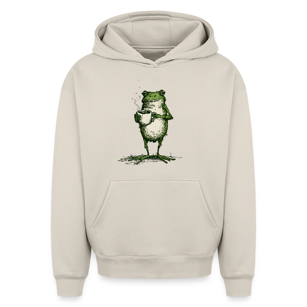 Coffee Frog – Oversized Heavyweight Unisex Hoodie - Beige