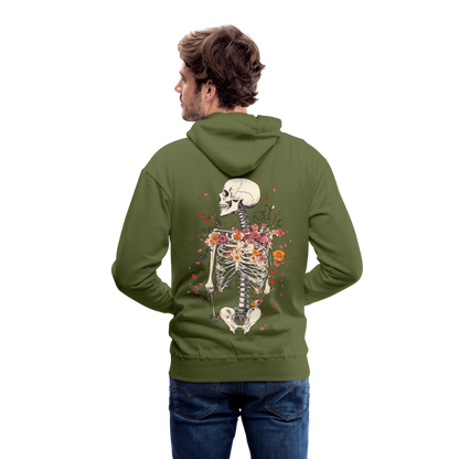 Skelett mit zarten Blumen im Boho Look - Männer Premium Hoodie - by Artful Alchemist