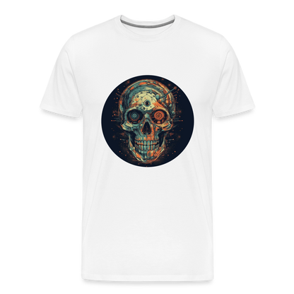 Retro Futuristischer Totenkopf Skull Cyborg- Männer Premium T-Shirt - by Artful Alchemist
