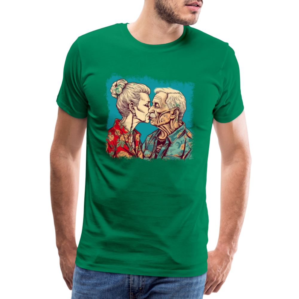 Küssendes Best Ager Pärchen mit Hawaiihemden  - Männer T-Shirt - Kelly Green