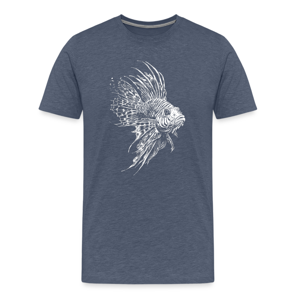 Rotfeuerfisch - Monochrom - Männer Premium T-Shirt - Blau meliert