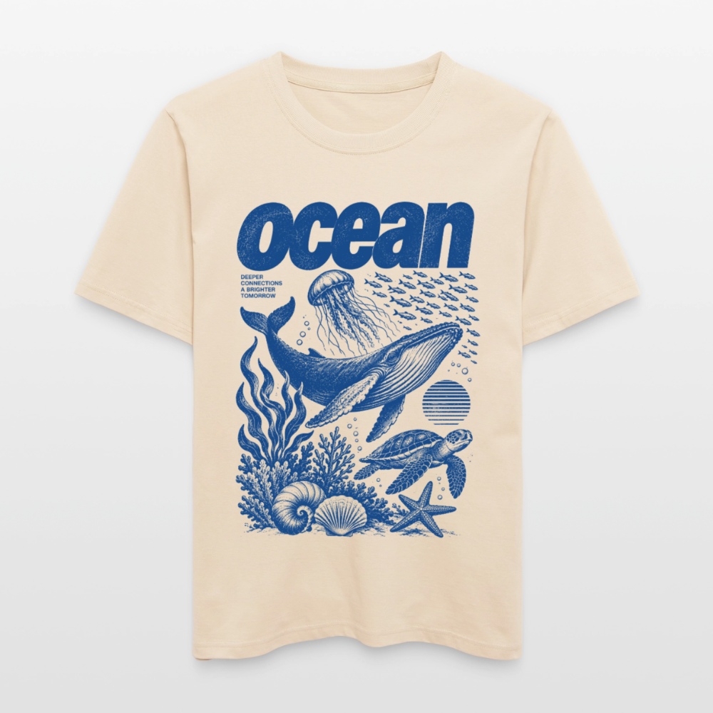 Ocean – Relaxed Fit Unisex Bio-T-Shirt mit Wal und Meerestieren - Natur