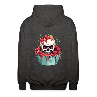 Gruseliges Horror Kirschtörtchen - Happy Halloween - Unisex Kapuzenjacke - by Artful Alchemist