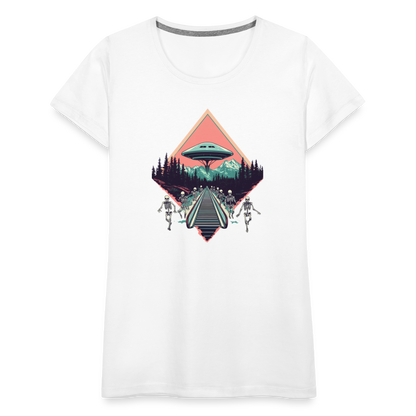 Retro UFO 80er Jahre Motiv - Frauen Premium T-Shirt - by Artful Alchemist