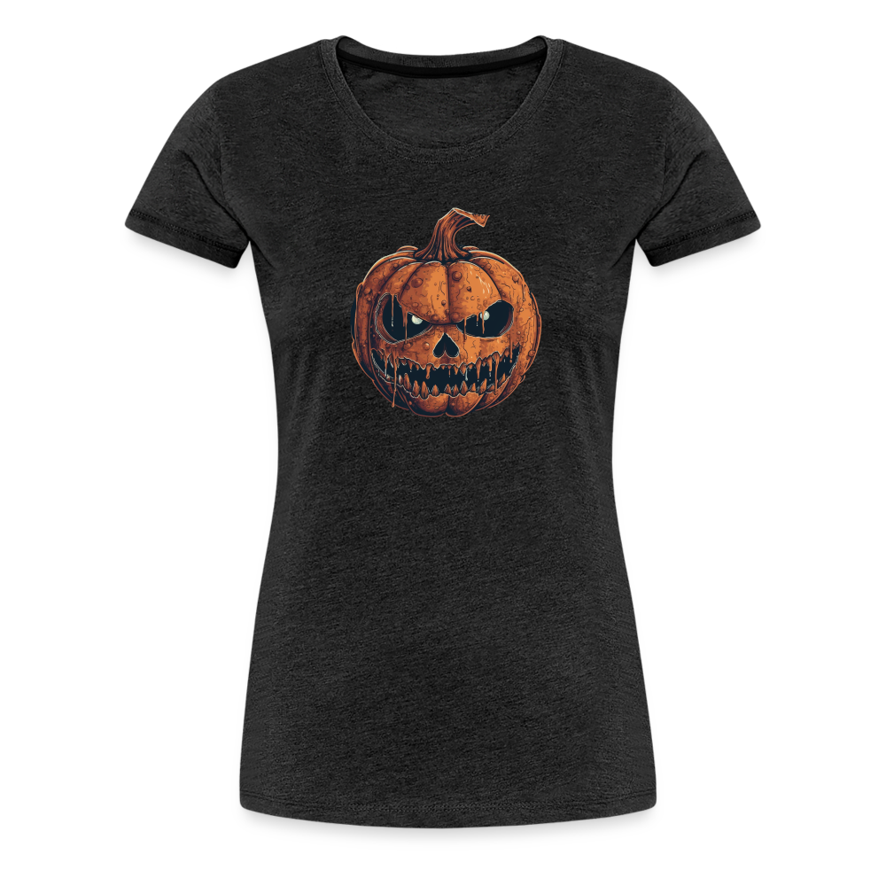 Gruseliger Horror Kürbis -Happy Halloween - Frauen Premium T-Shirt - Anthrazit