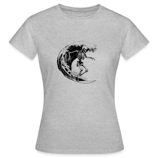 Cooles Surfer Skelett - Frauen T-Shirt - Grau meliert