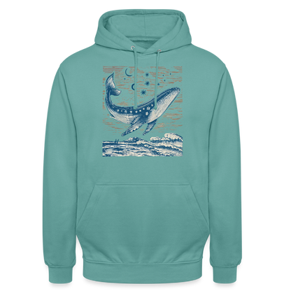Kosmischer Wal – Retro Ocean Art - Unisex Hoodie - by Artful Alchemist